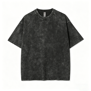 Camiseta Acid Wash 250GSM 100% Algodón de Alta Calidad para Hombre, Estilo Oversize Vintage Retro Streetwear Casual, Lisa para Impresión DTG Personalizada - Product Image 1