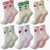 Chaussettes de yoga et de Pilates personnalisées pour femmes, antidérapantes, avec broderie et volants, pour le yoga, la barre, le ballet et la pratique pieds nus
