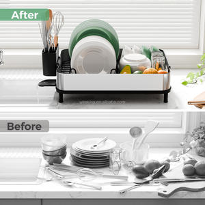 Égouttoir à vaisselle WIREKING antirouille à poser sur l'évier, en acier inoxydable, à une seule couche, avec plateau amovible - Product Image 4