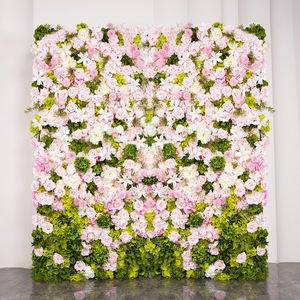 Pastel Floral With Green <b>Leaf</b> <b>Wall</b> Realistic Flower Panel Easy Install For Indoor Party Studio <b>Decor</b> - Product Image 1