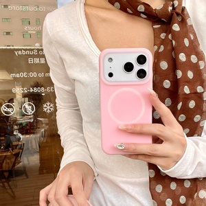 Coque de téléphone magnétique antichoc en silicone liquide mat chaud pour iPhone 17 11 12 13 Pro Max 14 15 16 Plus avec bouton tactile pour appareil photo - Product Image 6