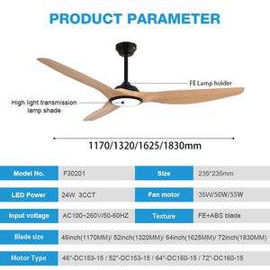Produit phare : Ventilateur de plafond LED avec télécommande, style nordique, décoratif, pour salon et chambre, avec lumière F30201 - Product Image 4