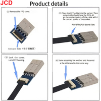 Kabel Ekstensi FFC Mini USB-A/Micro USB/Type-C 90 FPV Tipis Datar Lembut Fleksibel FPC untuk Pengisian Daya Gimbal Genggam Monitor