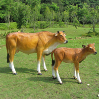 Patung Sapi Besar Simulasi Ukuran Asli untuk Luar Ruangan, Bahan Fiberglass Plastik, Hiasan Kebun, Padang Rumput, Peternakan, Patung Ternak