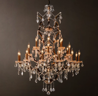 Lustre suspendu en métal industriel avec ampoules E12 pour chambre à coucher, salon, escaliers, style rustique élégant en fer forgé
