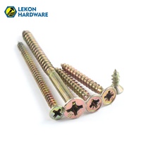 Vis autotaraudeuses en acier au carbone zingué LEKON, entièrement filetées, à tête Pozi, pour le bois et le contreplaqué, pour la menuiserie