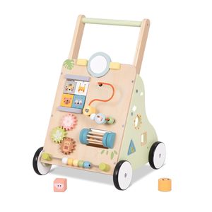 Marche-bébé en bois multifonctionnel : centre d'activités, labyrinthe de perles, chariot à tirer et à pousser pour l'apprentissage de la marche du bébé - Product Image 1