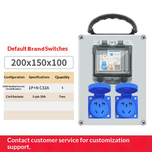 IP65 Industrial Waterproof Socket Box 200x150x100mm – With Leakage Protection Circuit Breaker and 5-pin 10A Sockets OEM Custom - Product Image 2