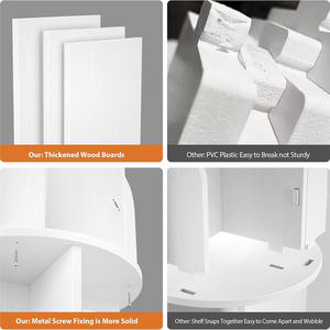 Estantería de Esquina Pequeña Giratoria de Madera Blanca Moderna de Estilo Neoclásico para Espacios Pequeños, Librería Estrecha de 4 Niveles - Product Image 3