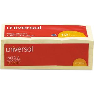 Universal 35662 Self-Stick Memo Pad 1 3/8 X 1 7/8 Yellow 12 100-<b>Sheet</b>/Pack Paper <b>Magnetic</b> Feature for Office School Gift Use - Product Image 2