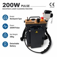Machine de nettoyage au laser pulsé de 200 W avec batterie amovible, nettoyeur de rouille au laser à fibre portable pour l'entretien extérieur