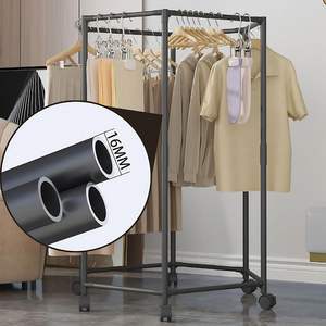 キャスター付き洋服ラック、六角形の回転式洋服掛け、バルコニー用回転式ラックデザインの衣類収納 - Product Image 5