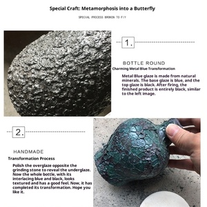 Jarrón de flores secas de piedra mate de cerámica Jingdezhen Art <span class=keywords><strong>Deco</strong></span> diseño japonés Mesa decoración del hogar - Product Image 5
