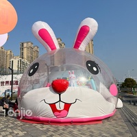 Maison gonflable transparente Palais de cristal gonflable pour enfants Centre commercial Lapin rose aire de jeux intérieure