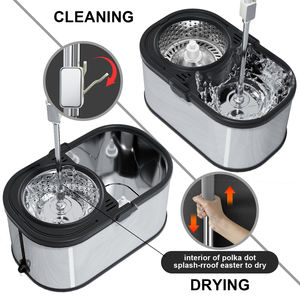 BASSFLY Factory, venta al por mayor, cesta de acero negro, juego de barril de fregona, fregona giratoria de presión manual de Doble accionamiento - Product Image 4