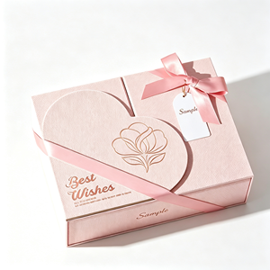<b>Pink</b> Textured Paper <b>Gift</b> <b>Box</b> Floral Flap Custom Logo <b>Gift</b> Packing for Boutique Retail Packaging <b>Box</b> - Product Image 2