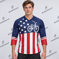 Maillot de VTT patriotique personnalisé pour hommes, manches 3/4, chemise de cyclisme, vêtements de course BMX, impression par sublimation, fabricant OEM