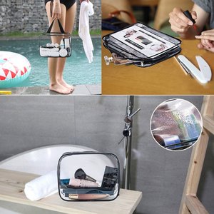 PVC/EVA <b>Transparent</b> Biodegradable Cosmetic Portable Travel Zipper <b>Bag</b> Gravure Printing Three-dimensional Matte Sealing Storage - Product Image 5