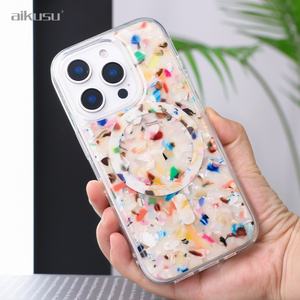 Coque de téléphone magnétique antichoc effet écaille de tortue avec confettis arc-en-ciel, design unique et chic, 1,5 mètre, pour iPhone 17 Air Pro Max 16 Pro Max - Product Image 5