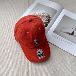 47 ब्रांड बहुमुखी पेक्ड टोपी नरम शीर्ष धोया नारंगी बेसबॉल कैप पुरुषों के लिए महिलाओं के लिए कर्व्ड ब्रेम कोहनी पैटर्न - Product Image 6