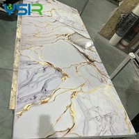 Panneaux muraux en PVC alternatifs en marbre personnalisé doré hautement brillant Feuille de marbre UV