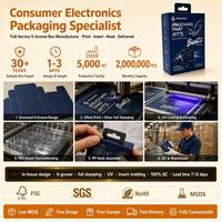 Boîte cadeau rigide de luxe personnalisée pour écouteurs avec impression argentée, insert en blister PET, fabricant de boîtes d'emballage pour écouteurs sans fil