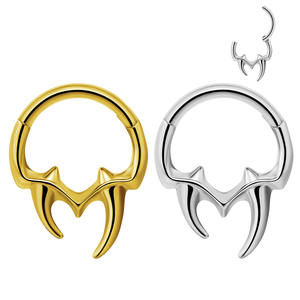 Atacado de Joias Corporais Personalizadas Estilo Punk com Zircônia: Piercings de Nariz em Aço Inoxidável 316L Banhado a Ouro com Design Tribal de Dentes de Vampiro - Product Image 1