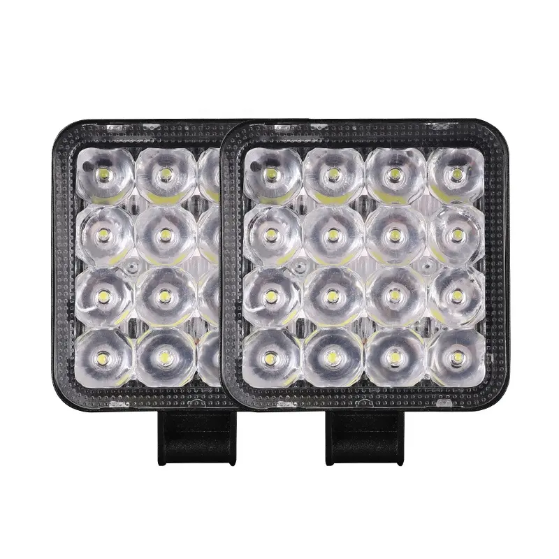 Lampu Sorot LED 48W 12V 24V, Lampu Sorot untuk Mobil Truk SUV 4WD Off Road, Lampu Sorot Kotak