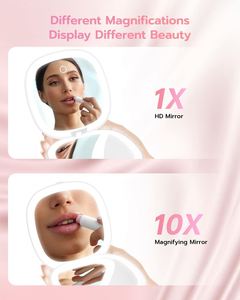 Portable Cosmetic Vanity <b>Mirror</b> with LED Lights Dual Sided Magnifying <b>Foldable</b> Makeup <b>Mirror</b> - Product Image 2