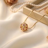 Collier pendentif en argent 925 avec incrustation de rubis naturel, perle porte-bonheur, pour femme, bijou simple et exquis, symbole de bénédiction