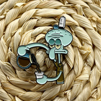 Épinglette en émail doux Octopus Brother Squidward versant du café, serveur, animation, métal, décoration, badge