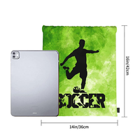Sac à dos à cordon en polyester avec impression intégrale pour enfants, motif ballon de football