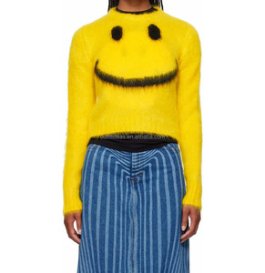 <span class=keywords><strong>Pull</strong></span> maxi en maille douce surdimensionné unisexe pour <span class=keywords><strong>femme</strong></span>, maille <span class=keywords><strong>de</strong></span> luxe originale, neuf avec étiquette, coupe ample, col rond, jaune, sourire - Product Image 4