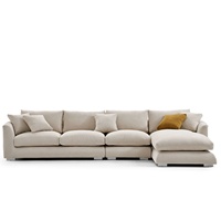 Sofá Modular de Plumas de Lujo Moderno para Sala de Estar, en Forma de L con Chaise Longue, Sofá Seccional de Lino