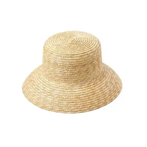 Sombreros de paja trenzados hechos a mano para niños, sombrero de paja trenzada de trigo para playa y sol, fabricante de Sombreros de paja populares al por mayor, 2023