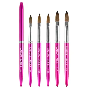 Pinceaux de <span class=keywords><strong>manucure</strong></span> stylo outils fournisseur Fuchsia métal poignée cheveux naturels acrylique Nail Art brosse - Product Image 4