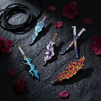 Épingles en émail et badges de revers en alliage de zinc, motifs Flamme, Serpent d'eau, Éclair, Papillon, Épée, pour les fans