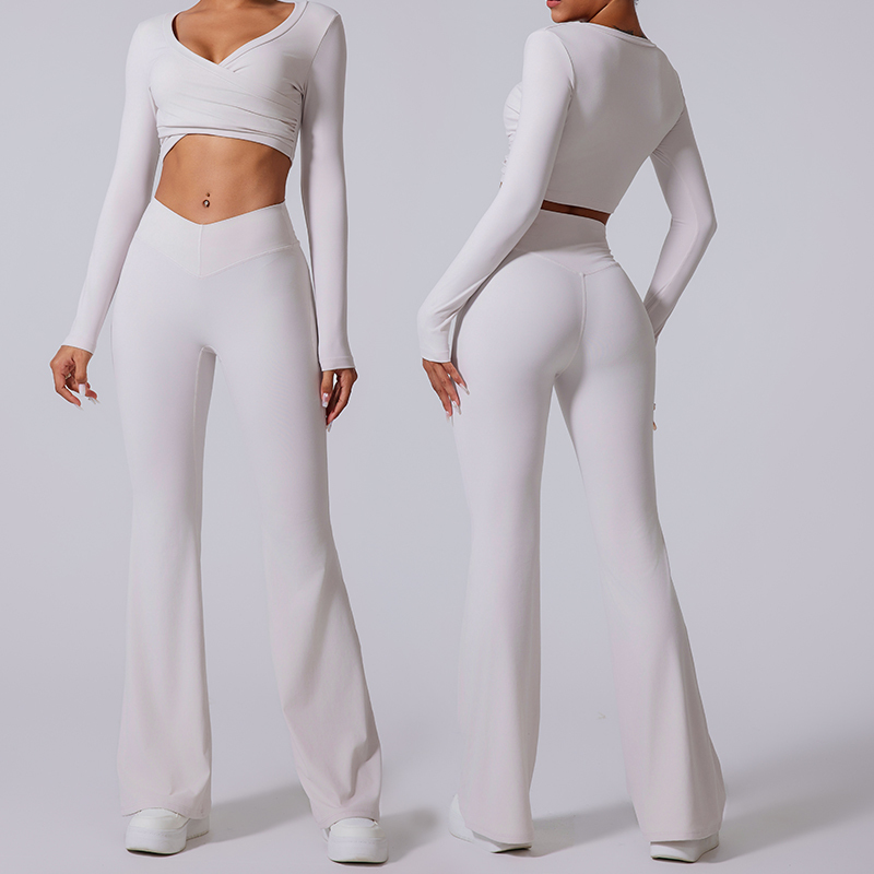 Women's Breathable Seamless Solid Long-Sleeve Yoga Set for Autumn Winter High-Waisted Full Coverage Slimming 2-Piece Activewear