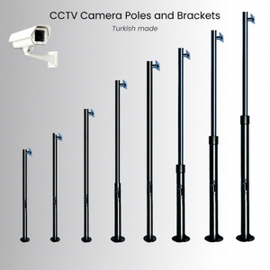 Poteau de caméra en acier certifié CE de 1 mètre, peint électrostatiquement, conforme à la norme EN40-5, tuyau de 76 mm, bras de 42 mm, accessoires de surveillance - Product Image 1