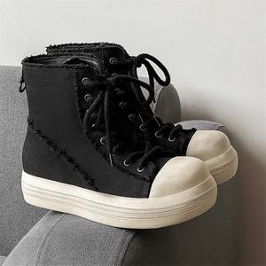 Chaussures décontractées montantes noires de haute qualité, chaussures de marche en cuir véritable pour hommes et femmes, élégantes et respirantes - Product Image 4