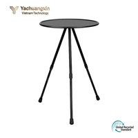 Table pliante ronde en ABS pour l'extérieur avec base en tréteaux, design minimaliste portable pour le camping et la terrasse, 2 places