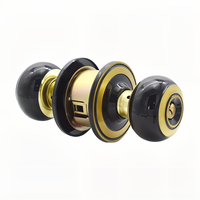 Serrure à bouton de cylindre en laiton noir mat et poli en acier inoxydable avec 3 clés pour les chambres