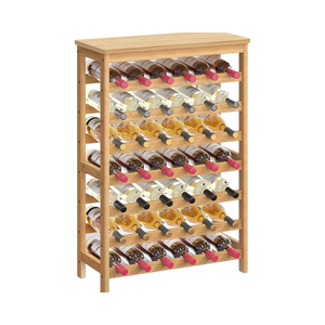 Range-bouteilles autoportant 7 niveaux en bambou naturel durable, présentoir de 42 bouteilles, étagères de rangement, plateau de table anti-basculement en bois massif - Product Image 5