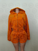 Kedatangan Baru 2026 Set Loungewear 2 Potong Wanita Y2K, Sweatshirt Terry dan Celana Pendek di Atas Lutut Model Skinny Fit, Tipe Atasan