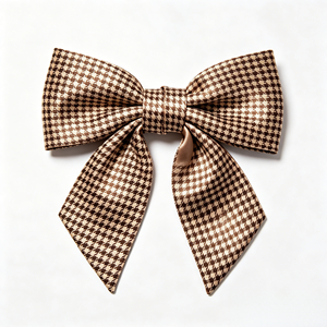 Chouchou à cheveux multi-styles à queue longue ou courte, en satin pied-de-poule, avec nœud en tissu fait main pré-noué, pour accessoire de coiffure rétro floral - Product Image 1