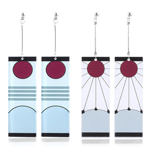 Pendientes de <span class=keywords><strong>Tanjiro</strong></span> de Demon Slayer, Ganchos de Acrílico para las Orejas, Joyería de Cosplay de Anime, Regalo, Llavero de Metal - Product Image 1