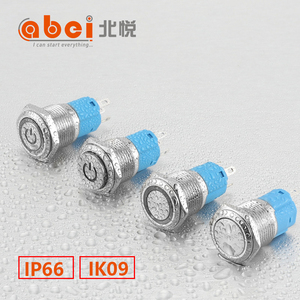 Abei 12mm 16mm 19mm 22mm Mini LED en acier inoxydable ultra-mince IP65 étanche bleu anneau lumineux momentané métal bouton-poussoir - Product Image 2