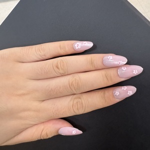 Faux ongles à presser en amande rose clair floral, peints à la main, vente en gros, étiquette privée personnalisée Kimbely Nail - Product Image 2