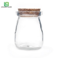Pot en verre transparent de 100ml, 150ml, 200ml, pour boisson en vison, pour yaourt, bouteille de Pudding à bouche large, couvercle en aluminium en liège, de haute qualité