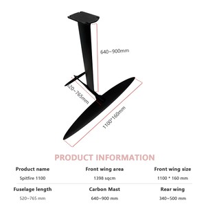 ชุดปีกไฮโดรฟอยล์คาร์บอนไฟเบอร์ Spitfire 1100/1180/1030/960 Axis Foils พร้อมโลโก้สั่งทำพิเศษ สำหรับปั๊มฟอยล์ เซิร์ฟฟอยล์ และสกู๊ตเตอร์ฟอยล์ JFS - Product Image 4